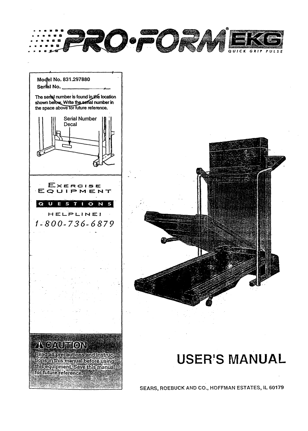 Sears 831.29788 user manual Moel No SerialNo, ShownbeWef*We.tmfnumberin,l 