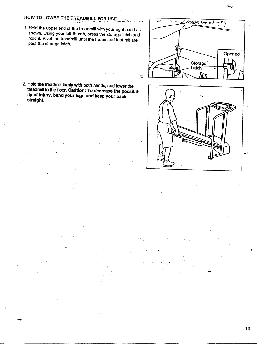 Sears 831.29788 user manual HOW to Lower the Treadmill for USE 