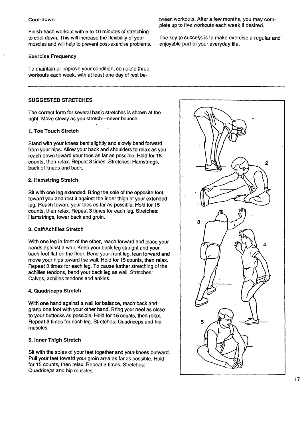 Sears 831.29788 user manual Suggested Stretches, Toe Touch Stretch 