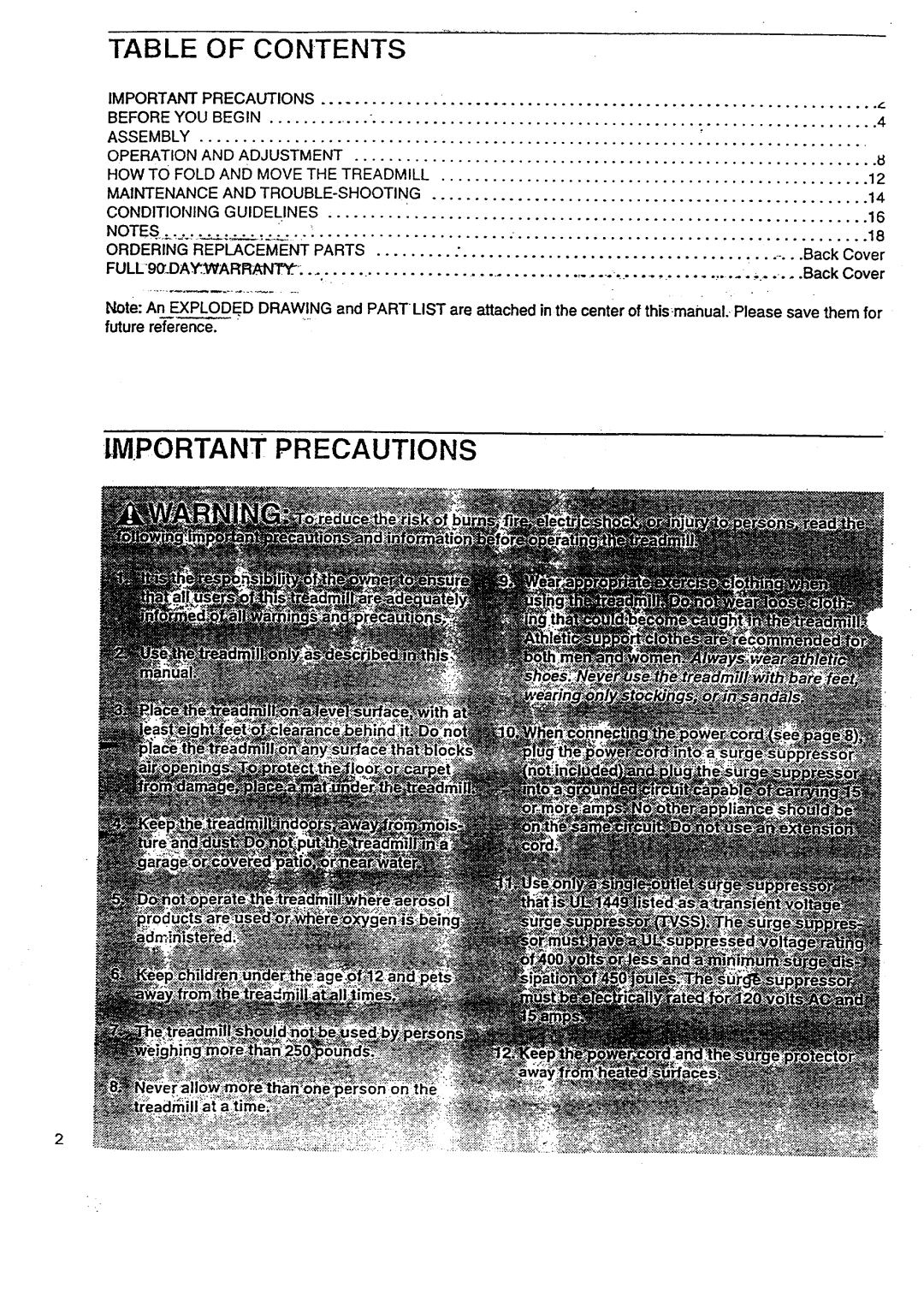 Sears 831.29788 user manual Important Precautions, Contents 