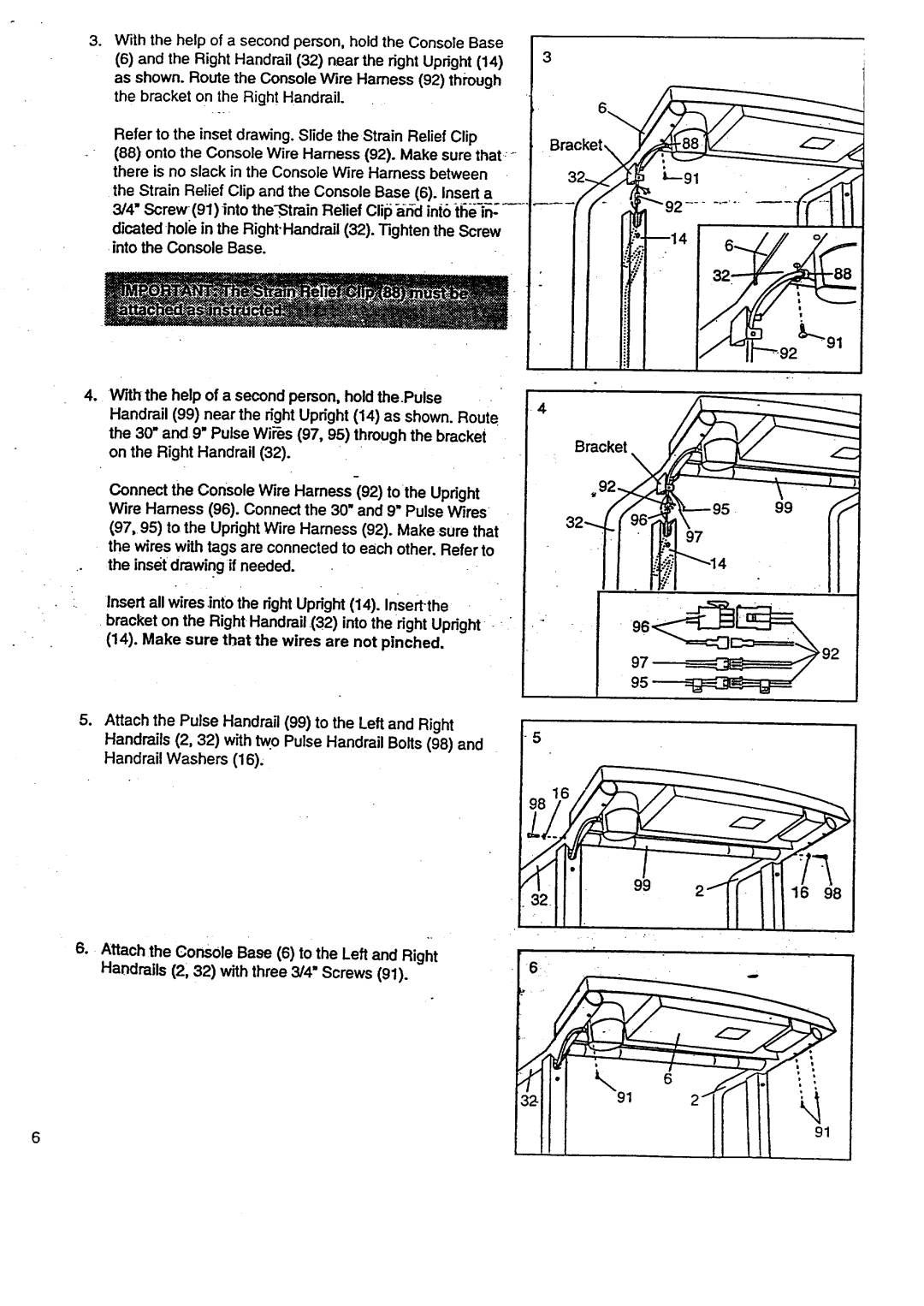 Sears 831.29788 user manual Bracket, Handrail Washers, Handrails 2, 32 with three 3/4 Screws 