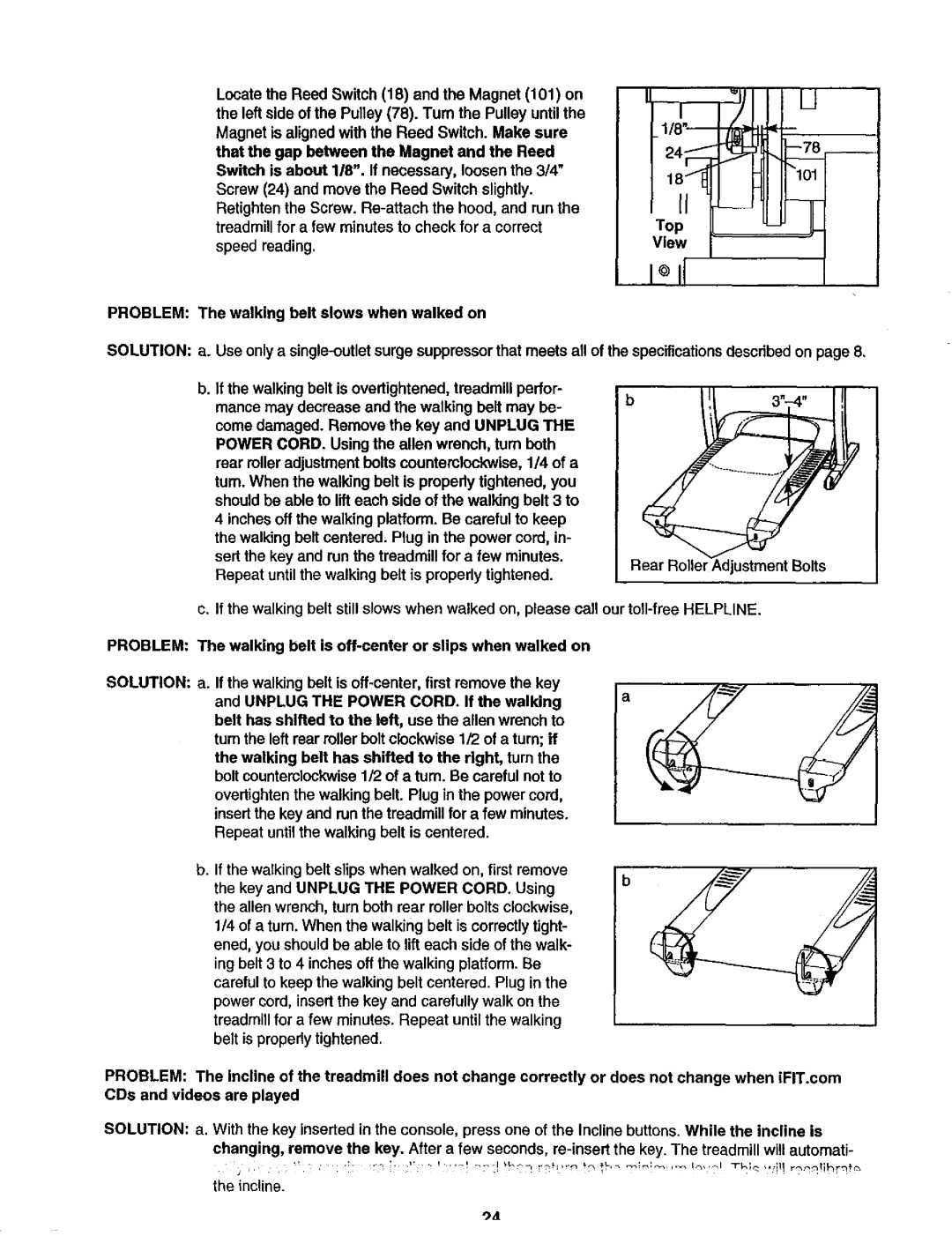 Sears 831.299581 user manual Locate the Reed Switch 18 and the Magnet 101 on 