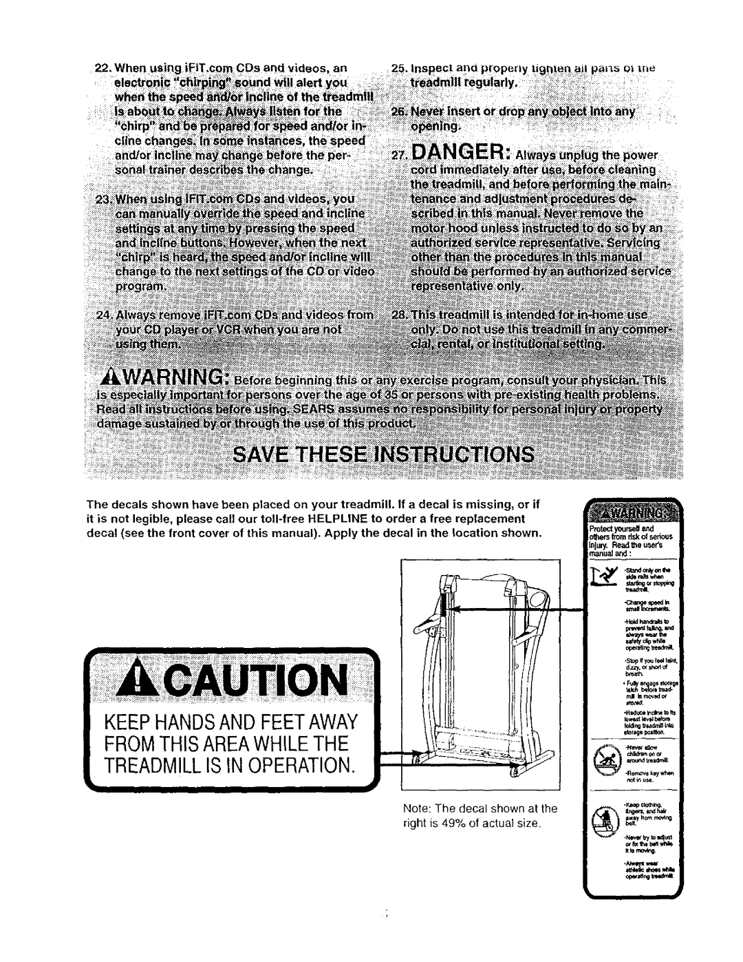 Sears 831.299581 user manual Right is 49% of actual size 