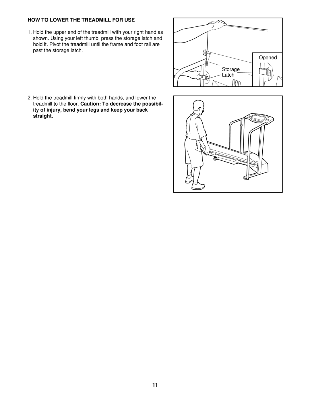 Sears 850 user manual HOW to Lower the Treadmill for USE 