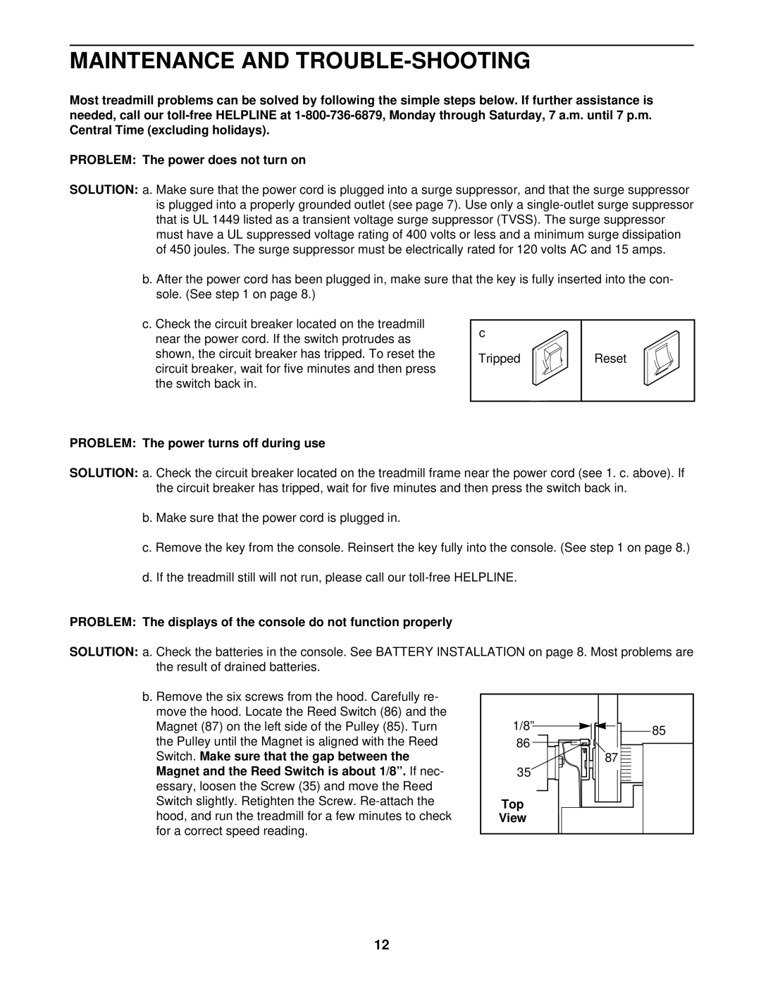 Sears 850 user manual Maintenance and TROUBLE-SHOOTING, Problem The power turns off during use, Top 