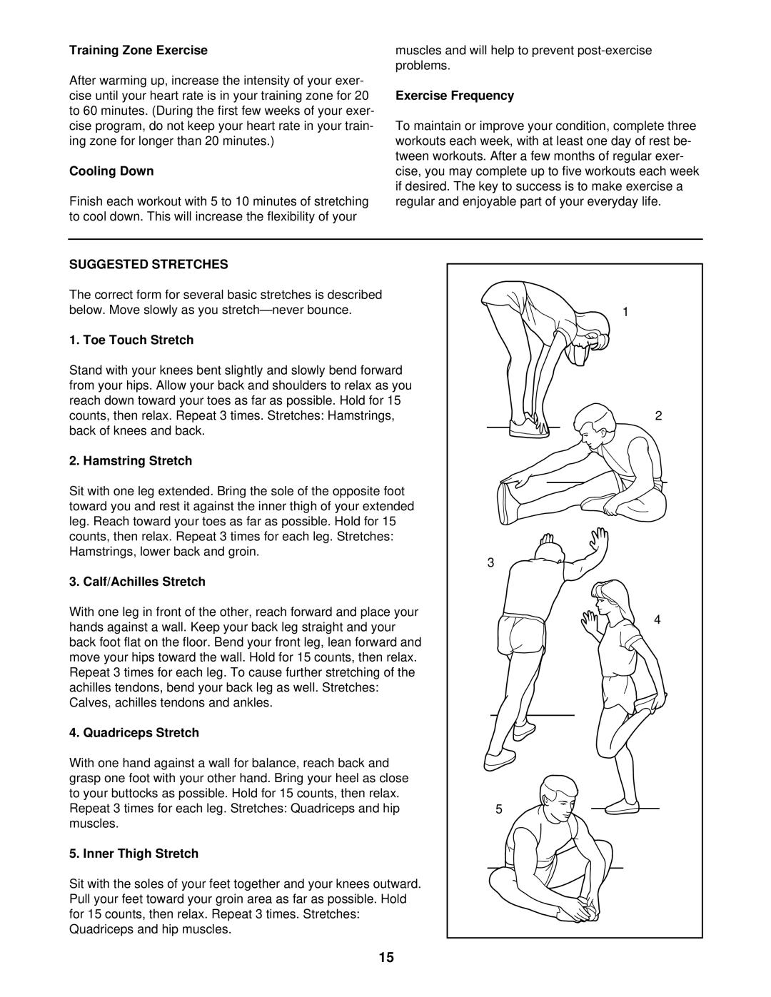 Sears 850 user manual Suggested Stretches 