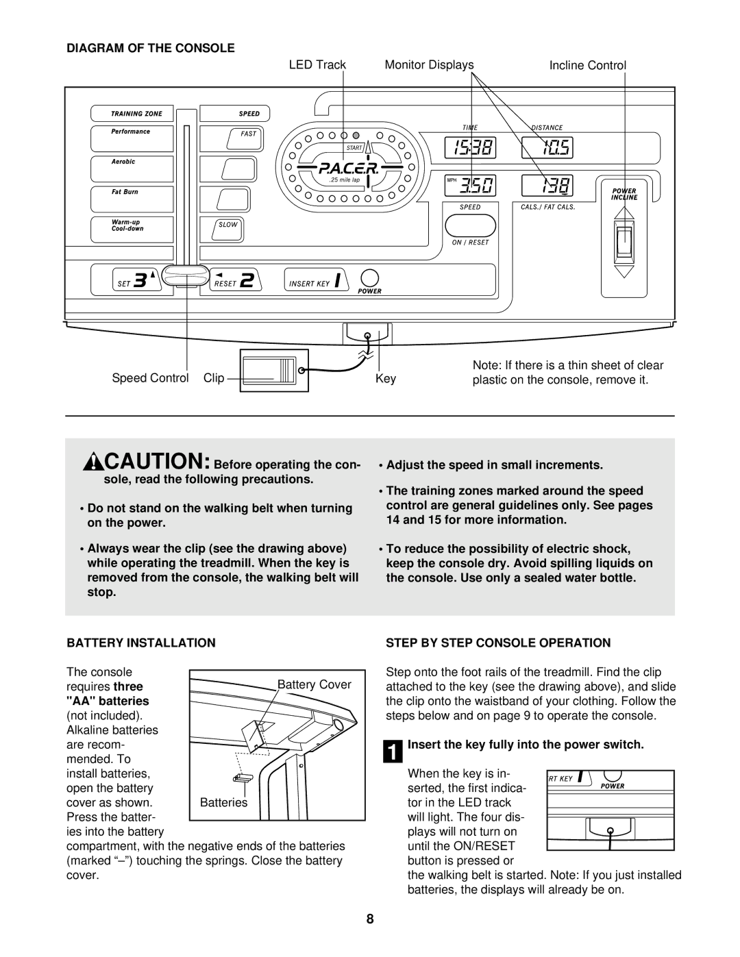 Sears 850 user manual Diagram of the Console, Battery Installation, AA batteries, Step by Step Console Operation 