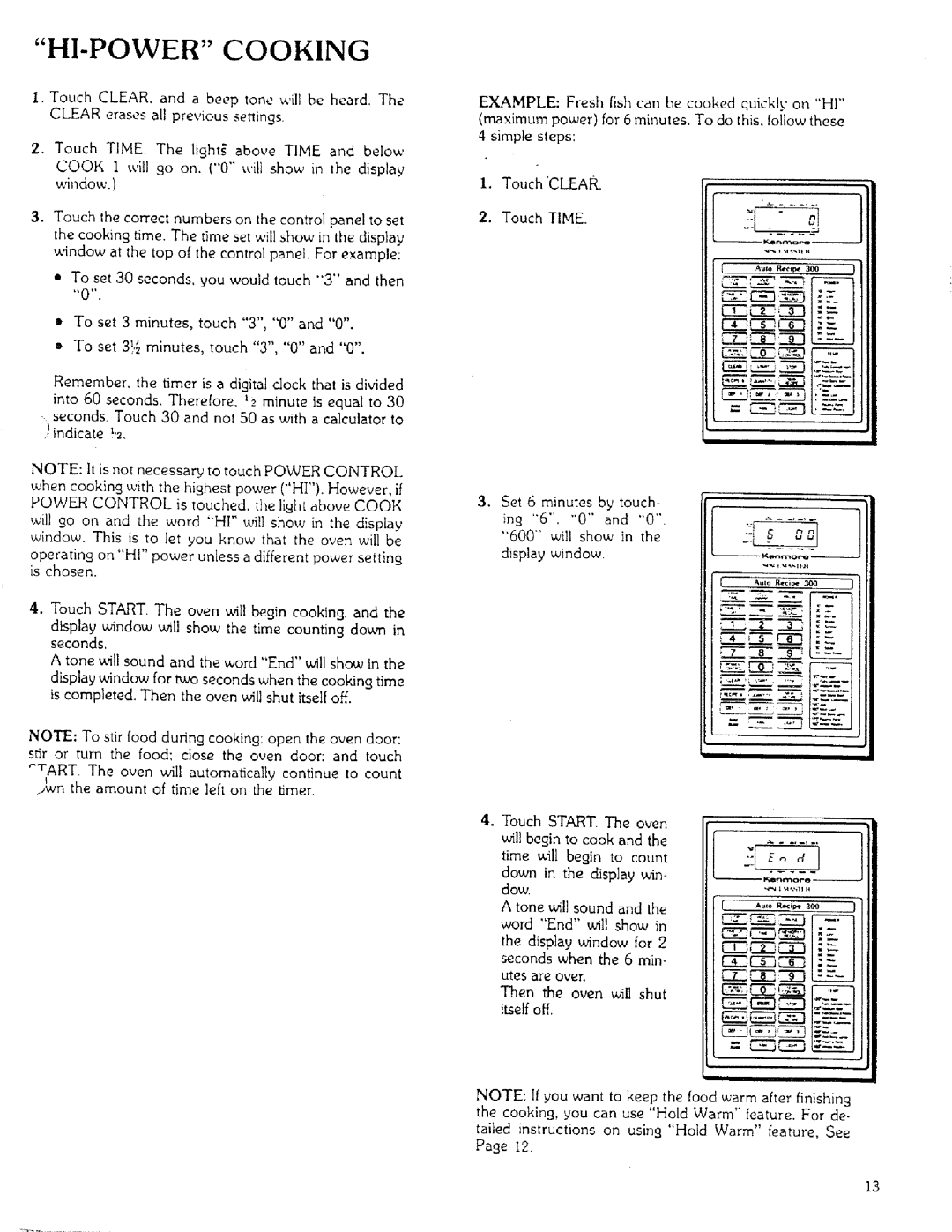 Sears 85951 manual HI-POWER Cooking, = r=n, TrT, Then the oven will shut itself off 