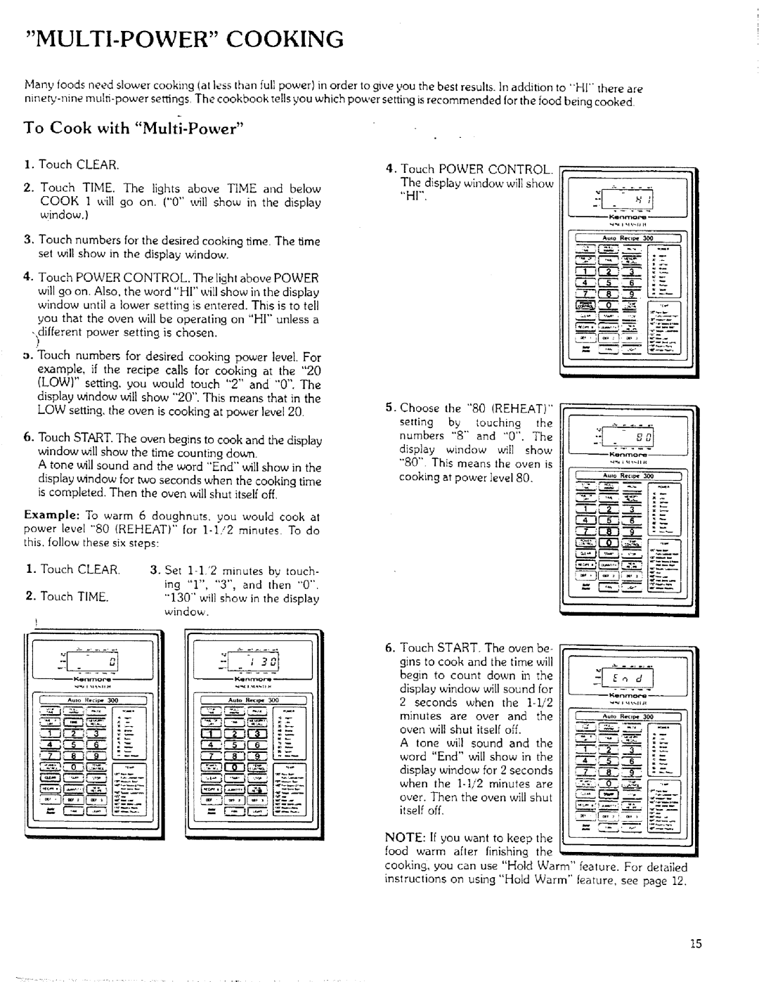 Sears 85951 manual MULTI-POWER Cooking, To Cook with Multi-Power, = r-=-r, Touch Power Control Display window will show HI 