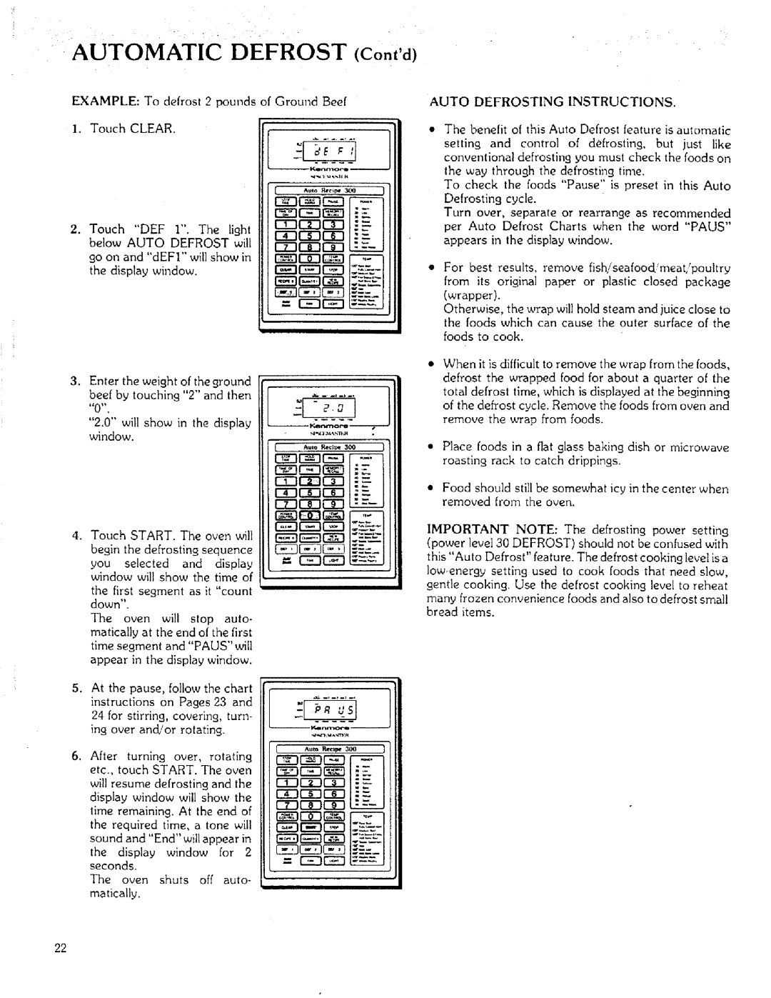 Sears 85951 LE3 r=q, Rt-CZ3 rr-CE3, = r-t, Food should still be somewhat icy in the center when, Removed from the oven 