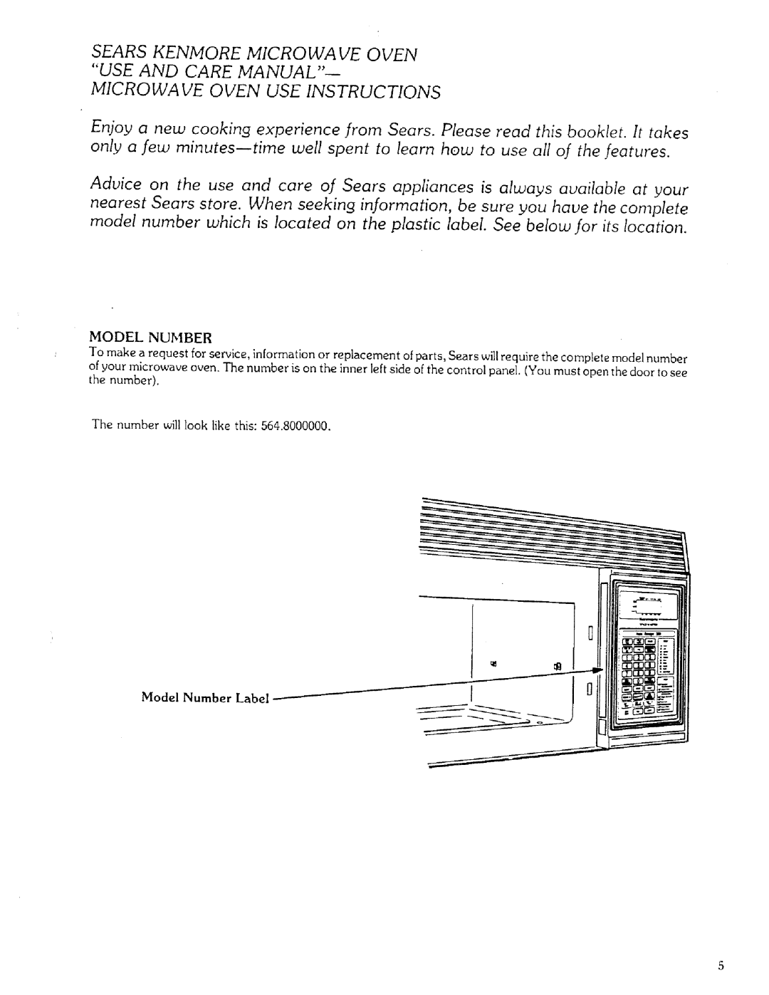 Sears 85951 manual Model Number Label 