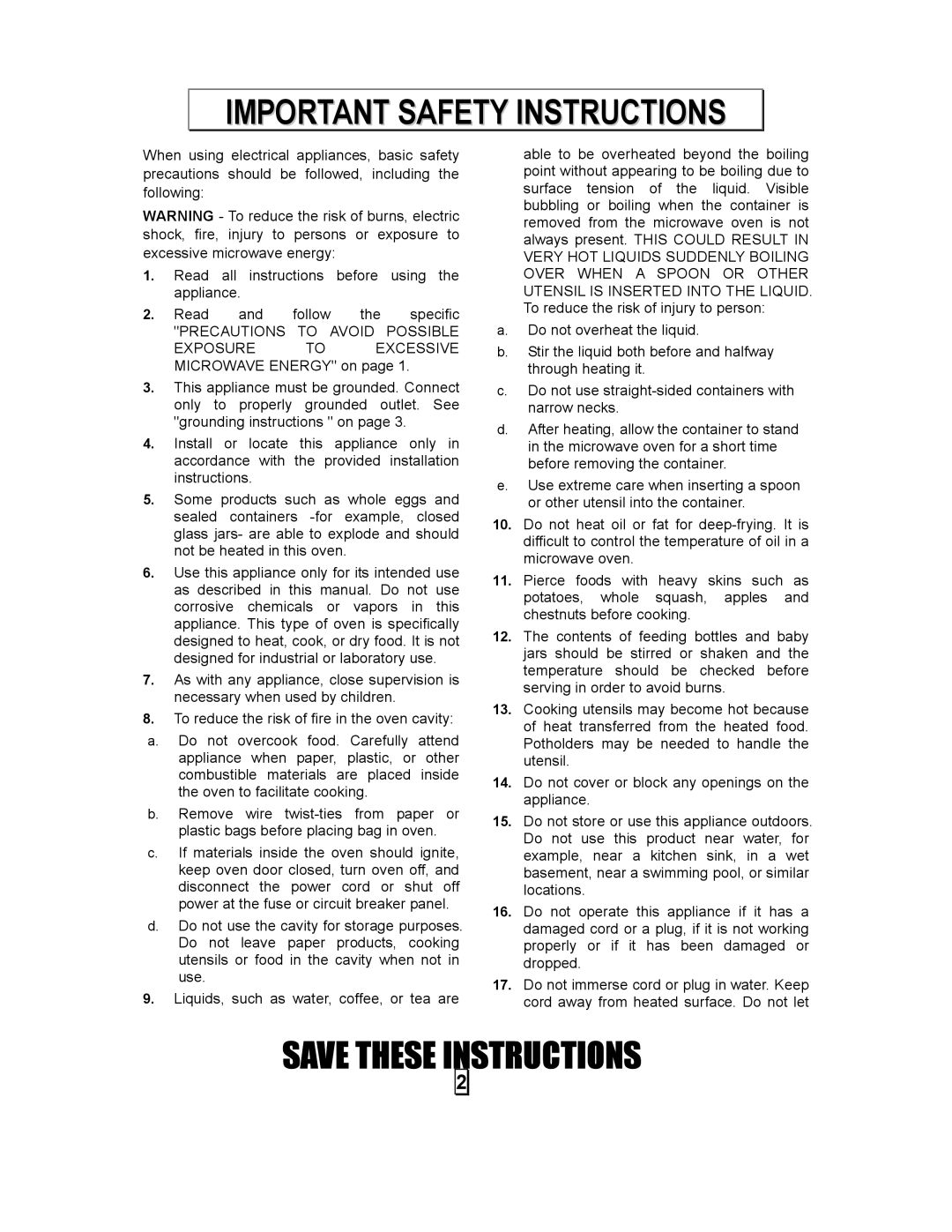 Sears 86030 user manual Important Safety Instructions, Precautions to Avoid Possible 