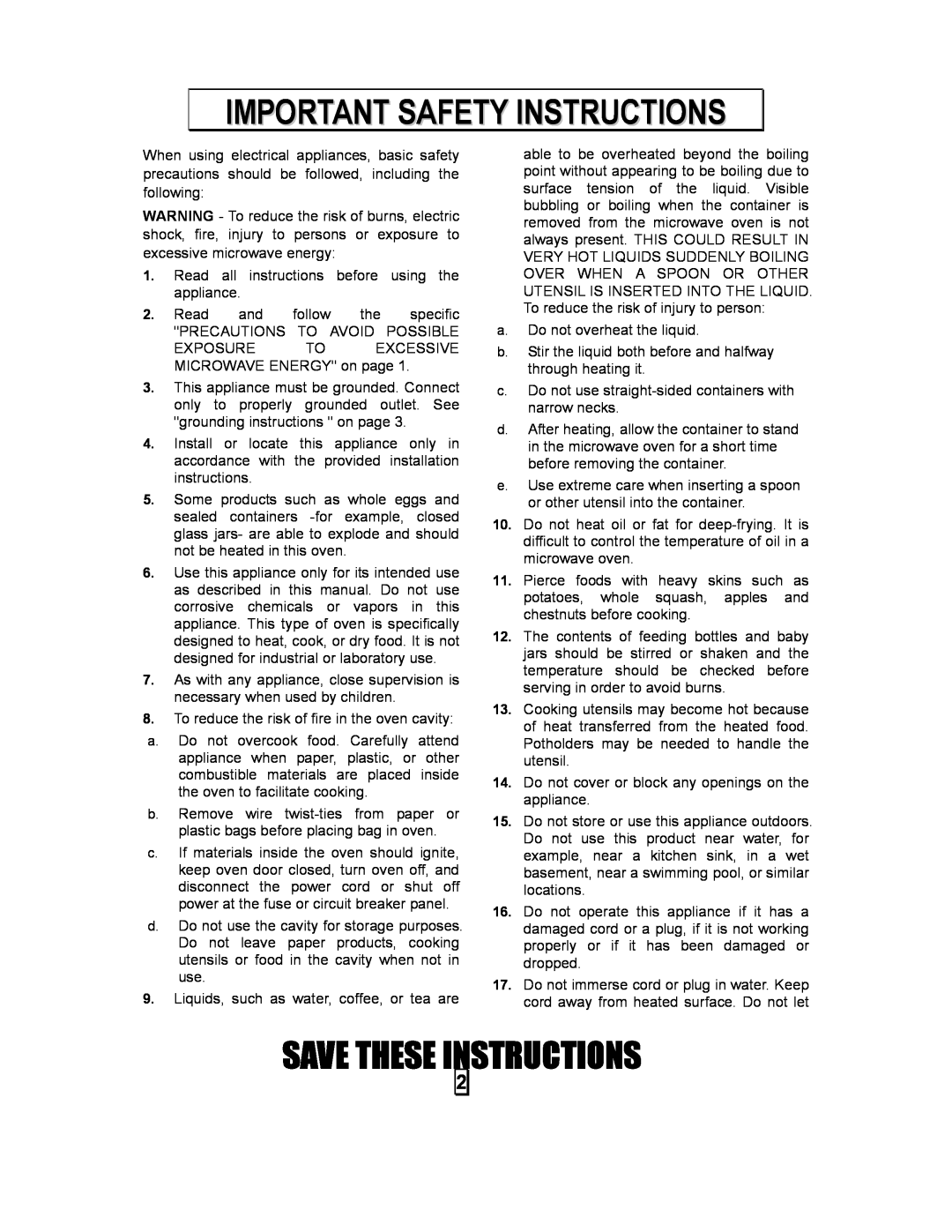 Sears 86030 user manual Save These Instructions, Important Safety Instructions 