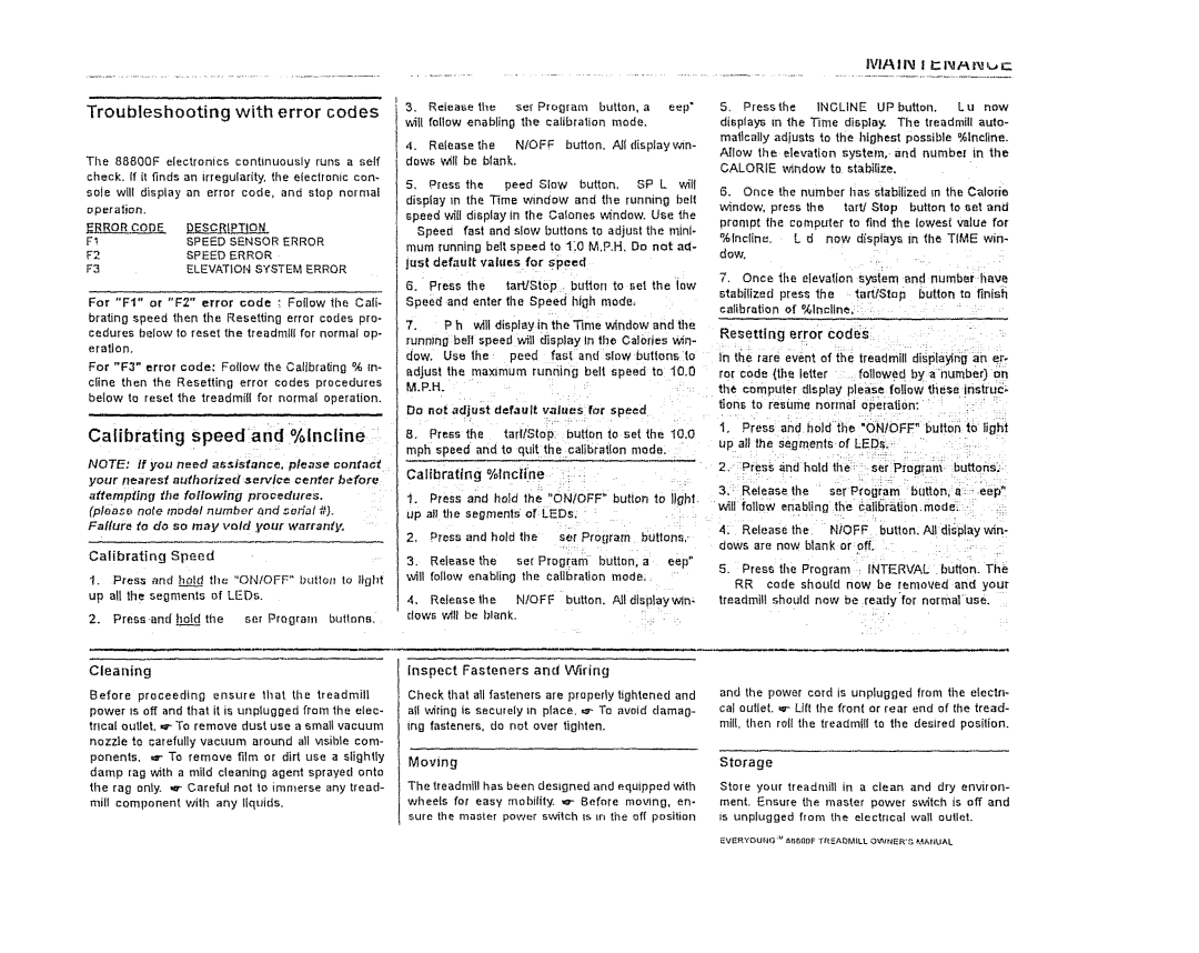 Sears 88800F warranty Troubleshooting with error codes, Calibrating %Inclrle. =, Resetting error €odes 