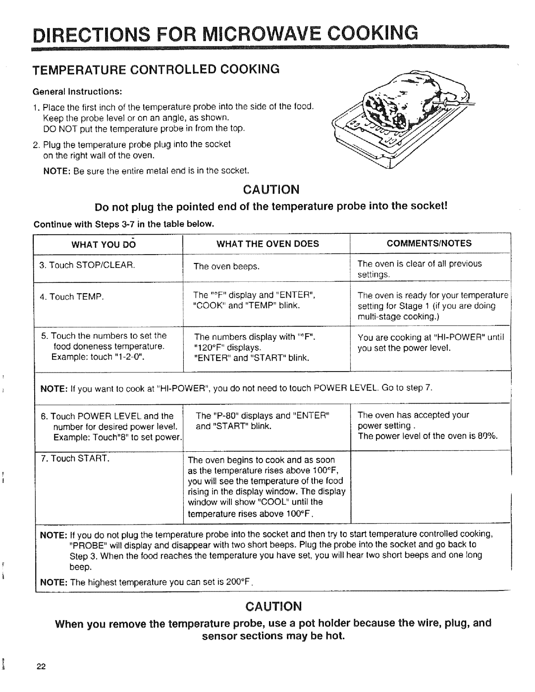 Sears 89951, 89952, 89950 manual Temperature Controlled Cooking, General Instructions, Comments/Notes 