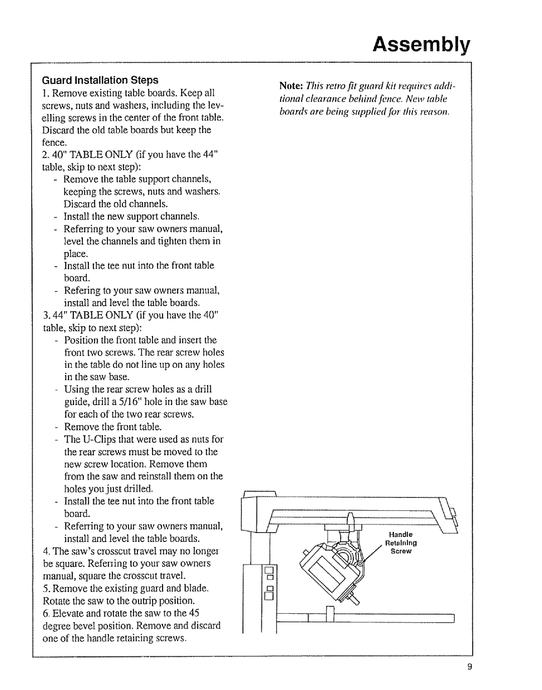 Sears 9-29013, 9-29012 owner manual One of the handle retaining screws, Guard Installation Steps 