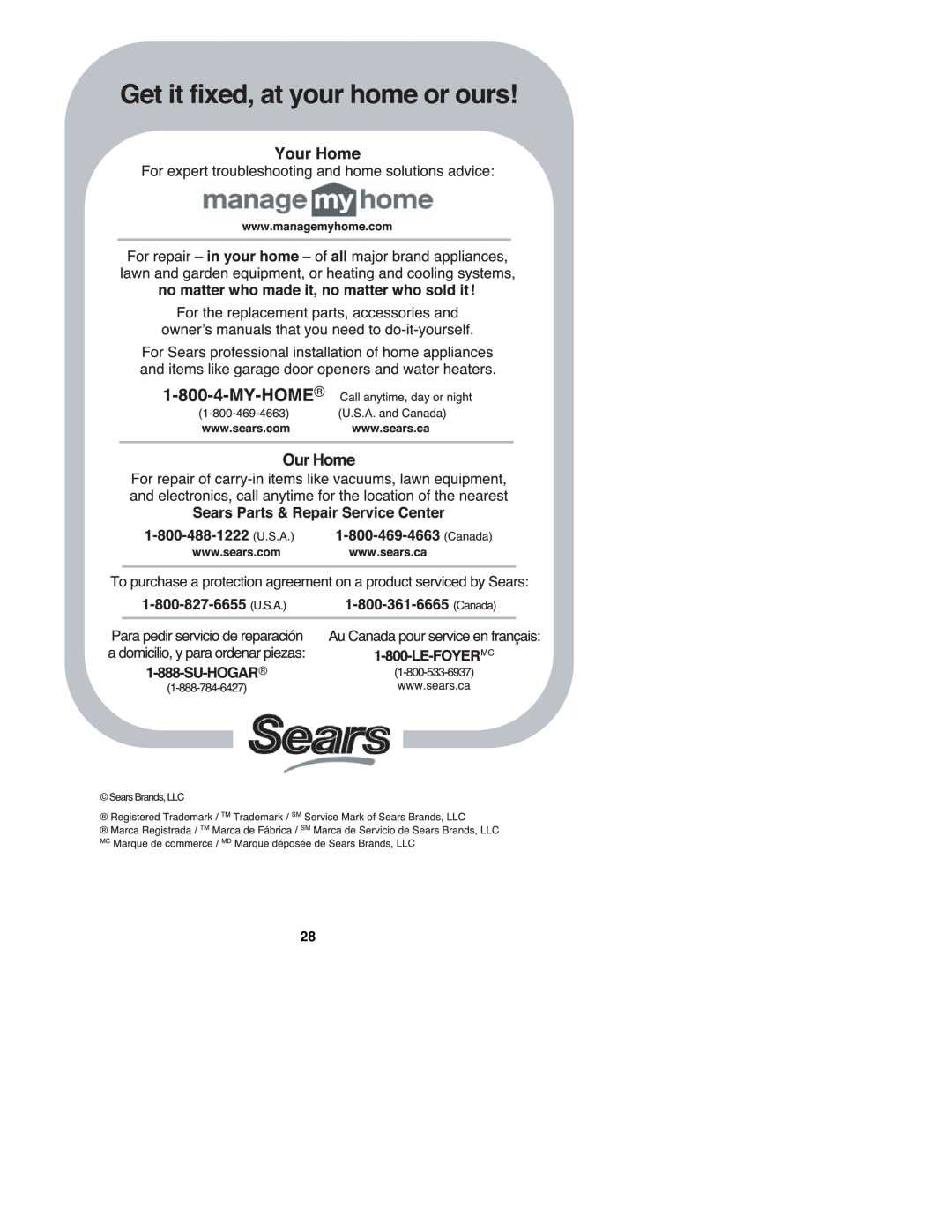 Sears C935.51891, 900.79441, 900.79442, C935.51890 manual 