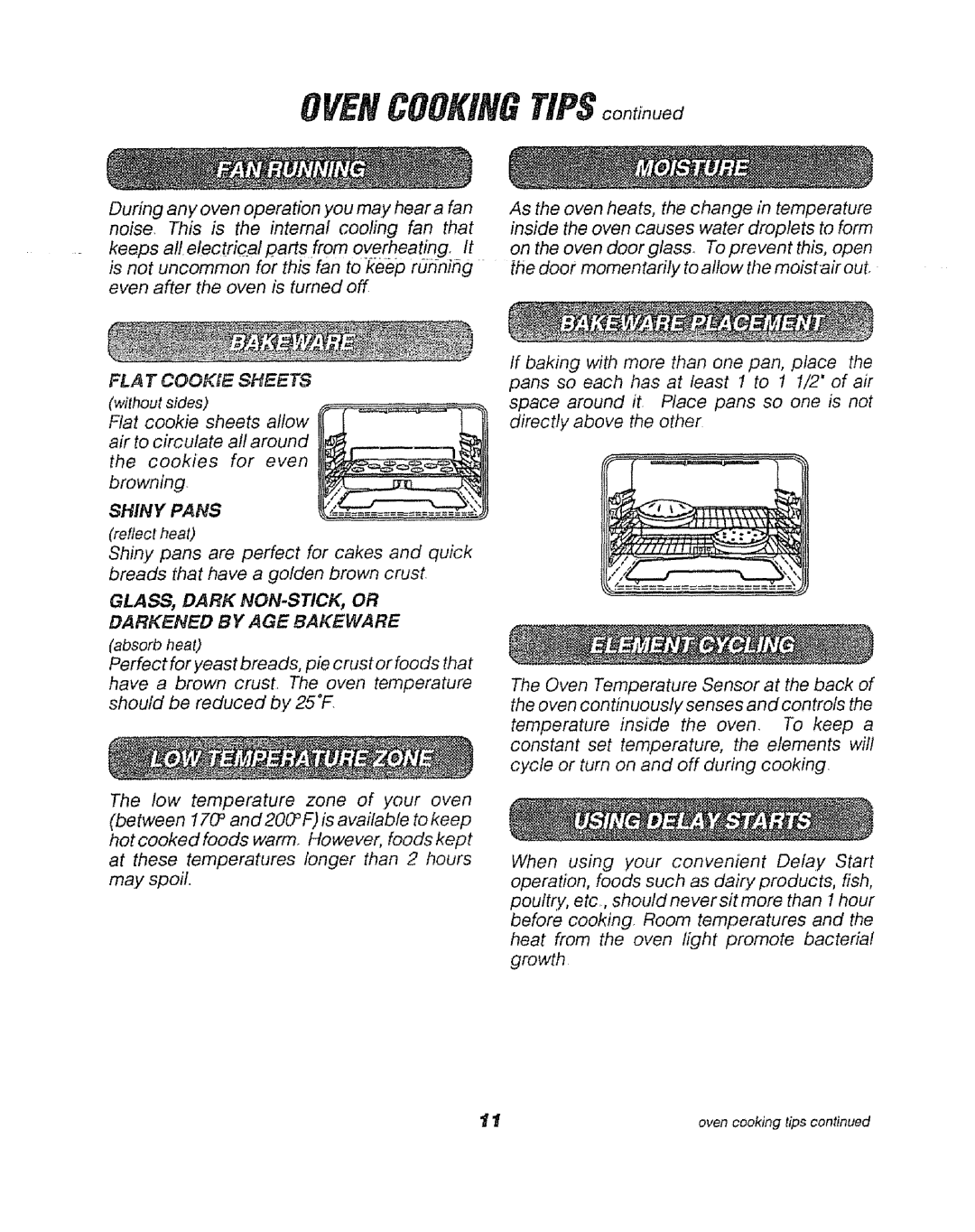 Sears 911. 47169 owner manual OVENCOOKIN8TIPS, FLA T Cookie Sheets 