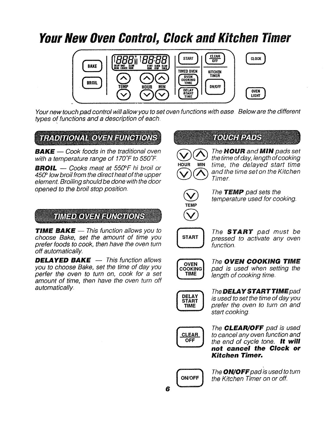 Sears 911. 47169 owner manual Te,s.Be, Not cancel the Clock or Kitchen Timer 