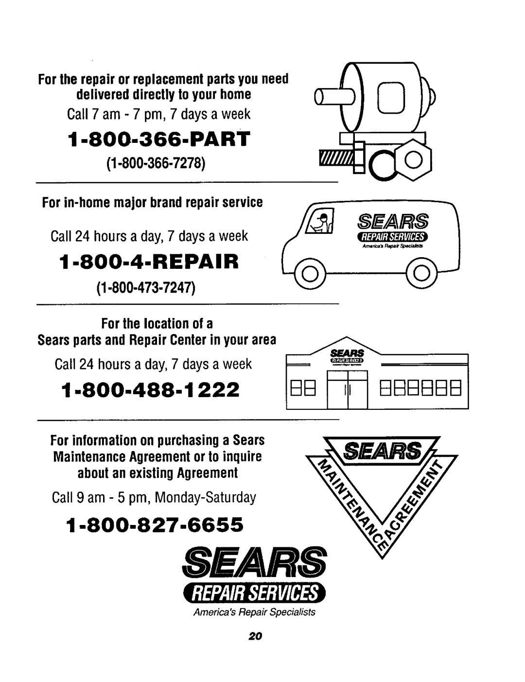 Sears 911. 62078, 911. 62071 Se/ S, Fortherepairor replacementpartsyouneed, delivereddirectlyto yourhome, Iz ll L 