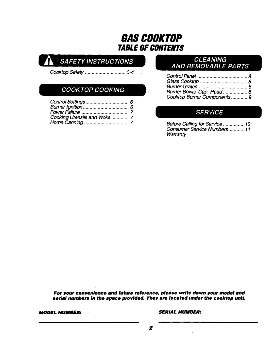 Sears 911.32359, 911.3235S owner manual Gascooktop 