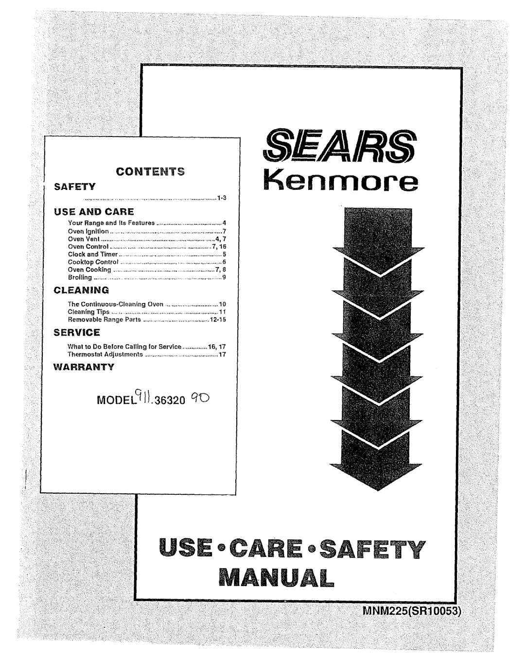 Sears 911.363209 warranty Contents, MODEL91.36320, Service, Kenmore, Cleaning, Removable Range, 12-15, What to Do Before 