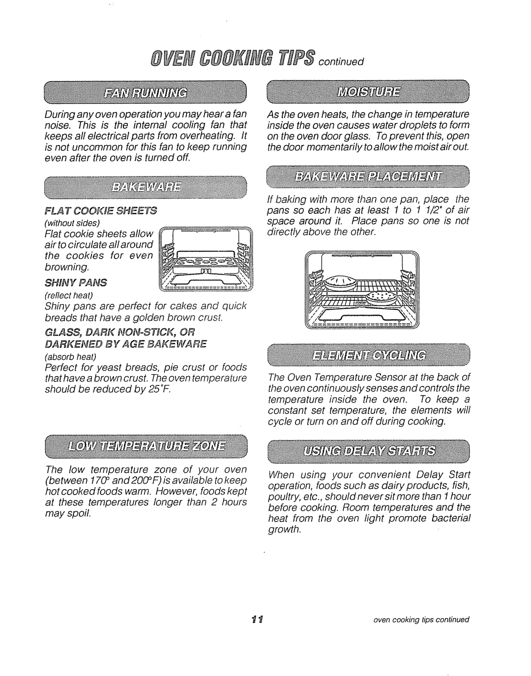 Sears 911.41369 manual FLA T Cookie Sheets, Shiny Pans, GLASS, Dark NONoSTICK, or Darkened by AGE Bakeware 