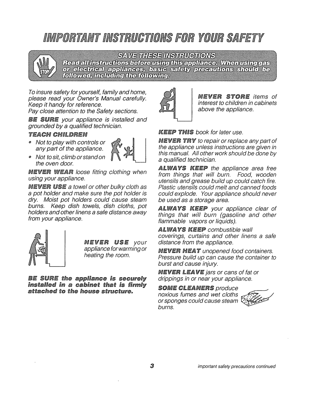 Sears 911.41369 manual Appliance for warming or heating the room 