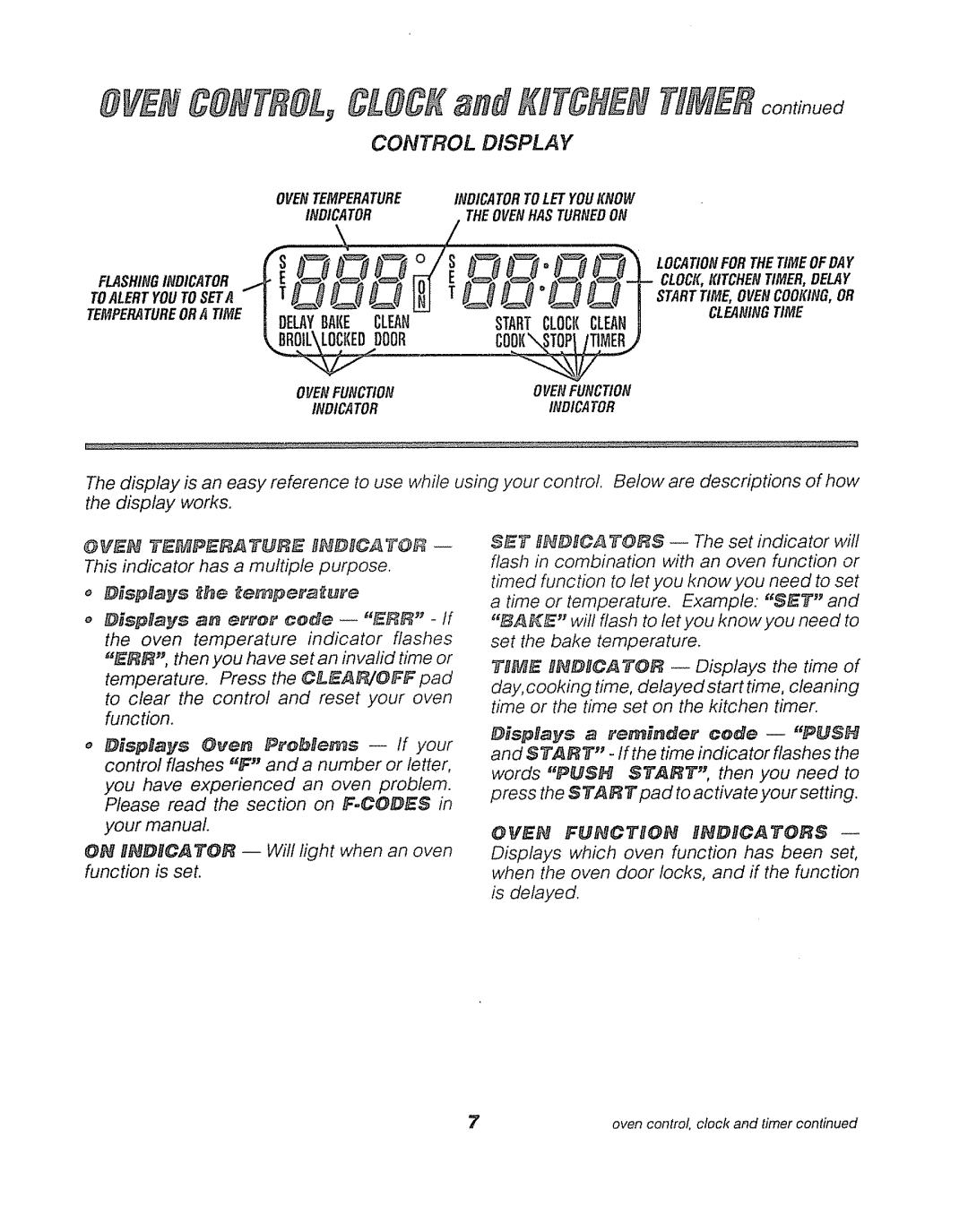 Sears 911.41369 manual Flashingindicator . E £u £e ye, OVE FUCTOt ED#CATORS 