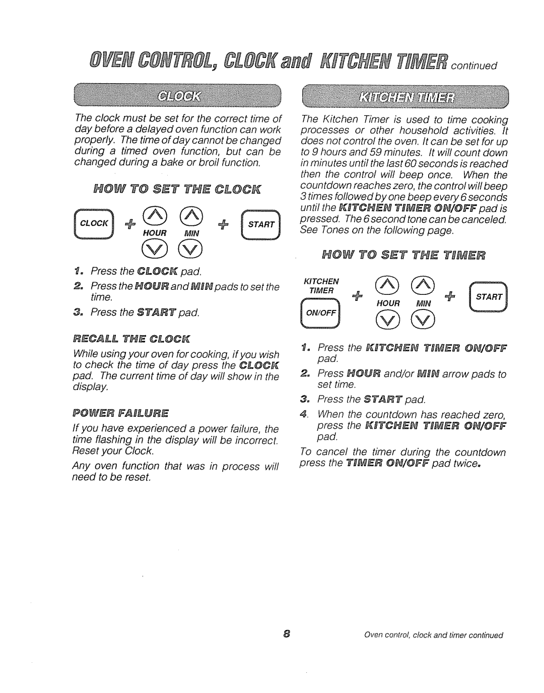 Sears 911.41369 manual HOW to SET the Cloce, Power FA#LURE 