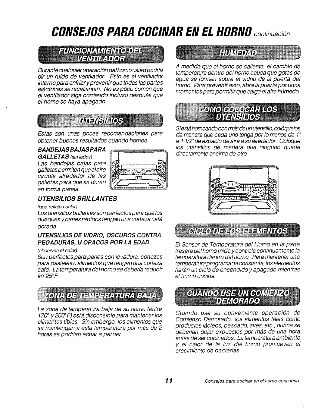 Sears 911.47466 Consejosparacocinarenelhorno, UTENSILiOS Brillantes, Bandejas Bajas Para, PEGADURAS, U Opacos POR LA Edad 