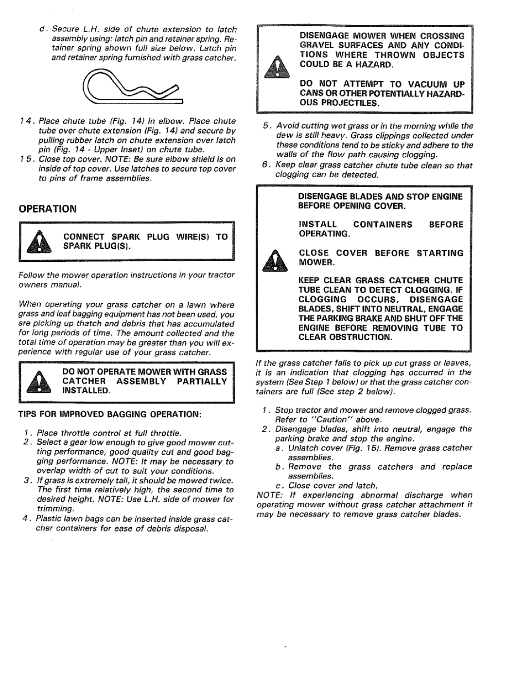 Sears 917.249391 manual Spapo,S,K, Tips for Improved Bagging Operation 