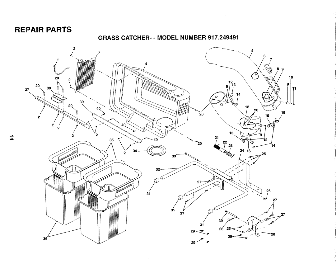 Sears 917.249491 owner manual Repair Parts 