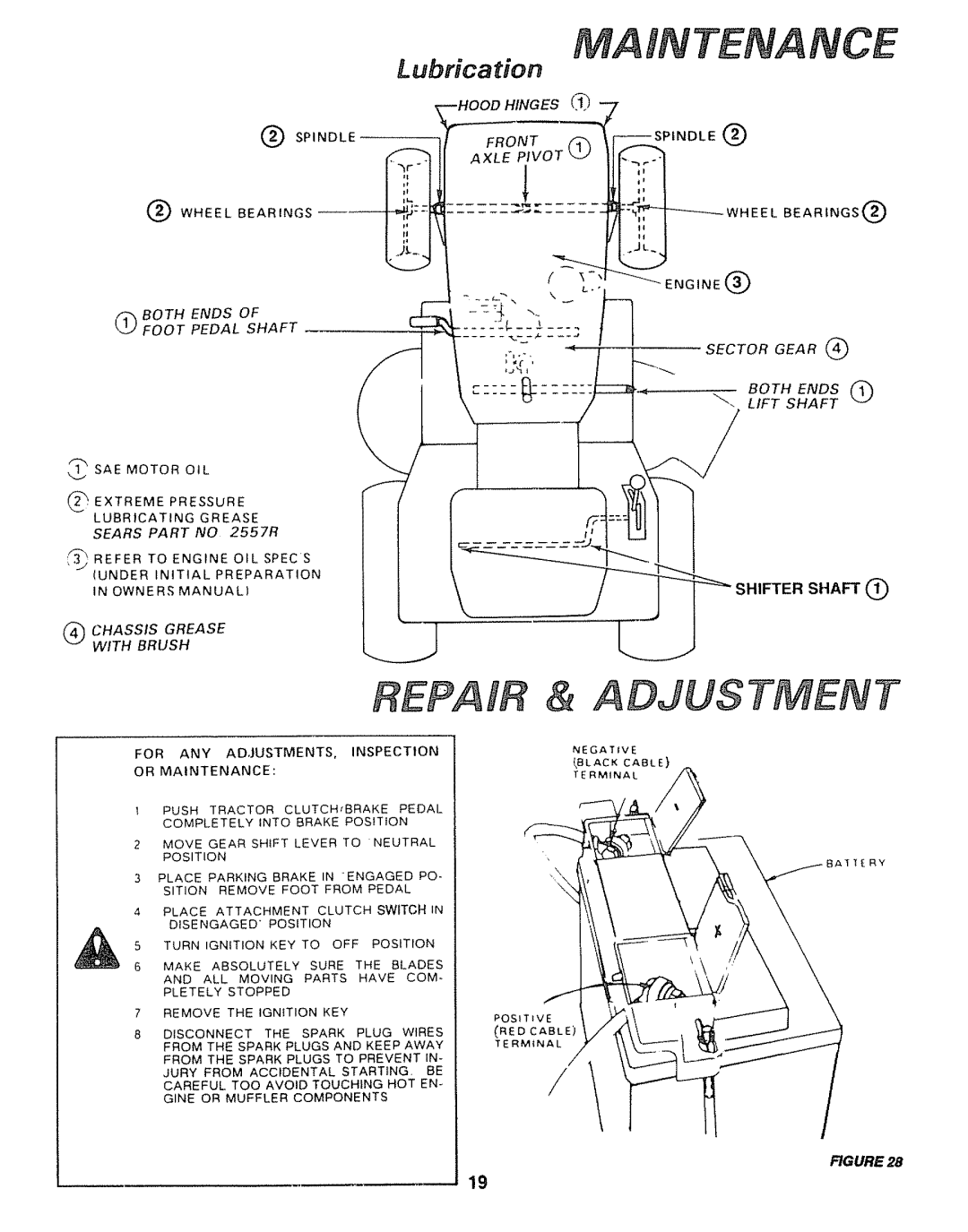 Sears 917.25446, 917.25004 owner manual MA Tenance, Repair & Adjustment 