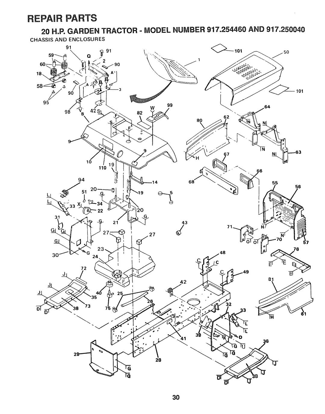 Sears 917.25004, 917.25446 owner manual Repair Parts 