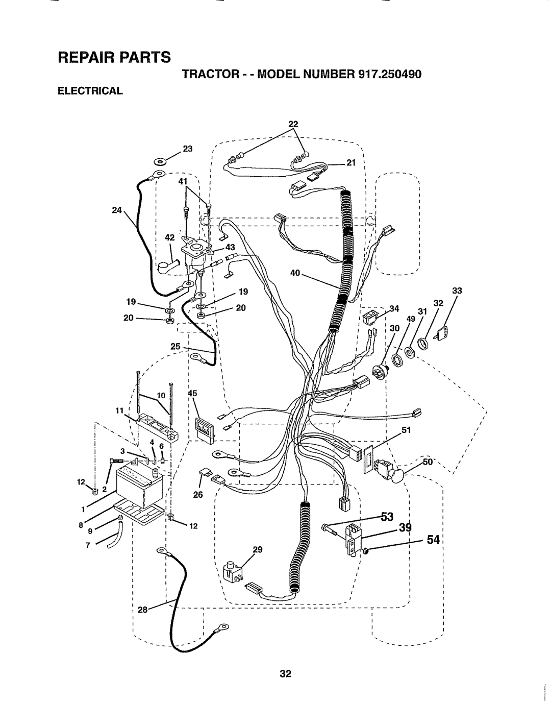 Sears 917.25049 owner manual Repair Parts, Electrical 