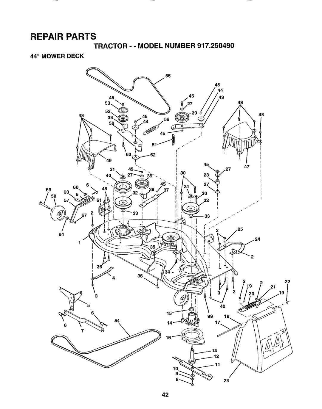 Sears 917.25049 owner manual Mower Deck 