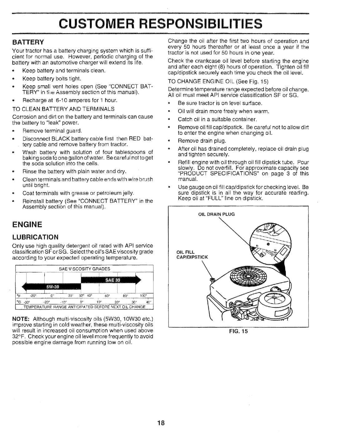 Sears 917.25051 manual Custom Espo Ilities, Lubrication, To Clean Battery and Terminals 