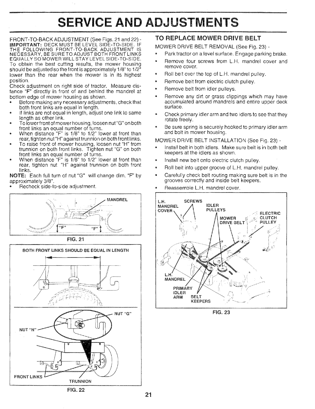 Sears 917.25051 manual Adjustments, To Replace Mower Drive Belt 