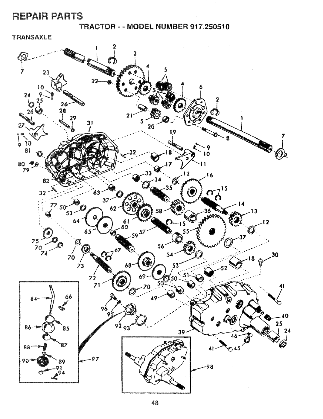 Sears 917.25051 manual Tractor -- Model Number, Transaxle 