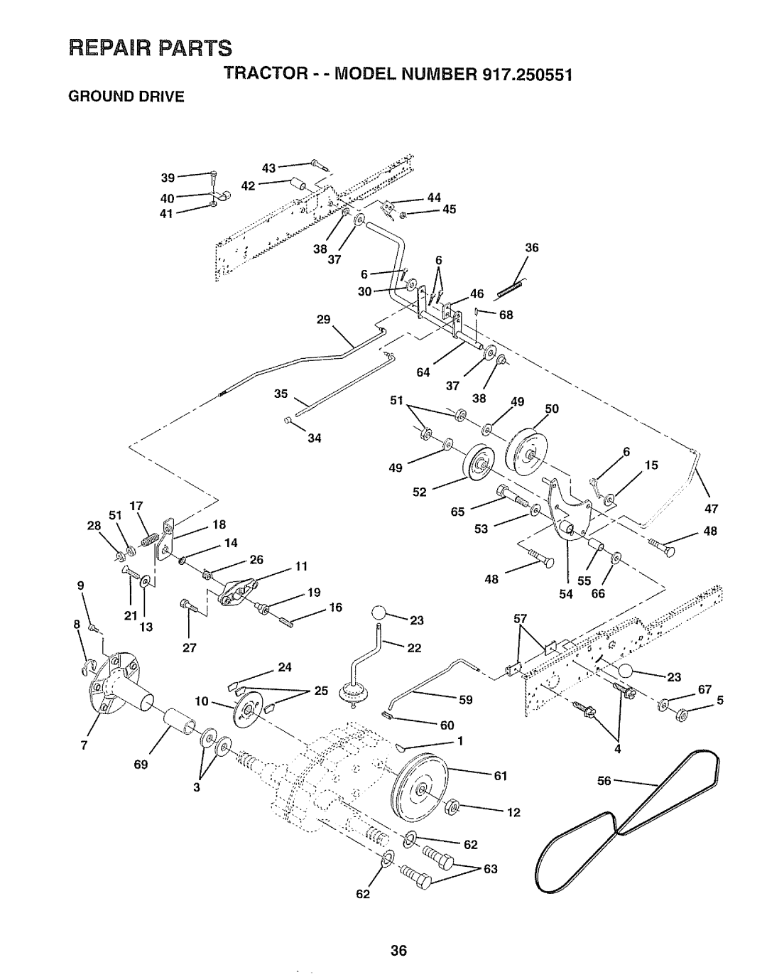 Sears 917.250551 manual Bepaib PARTSBAcTOBO0L 