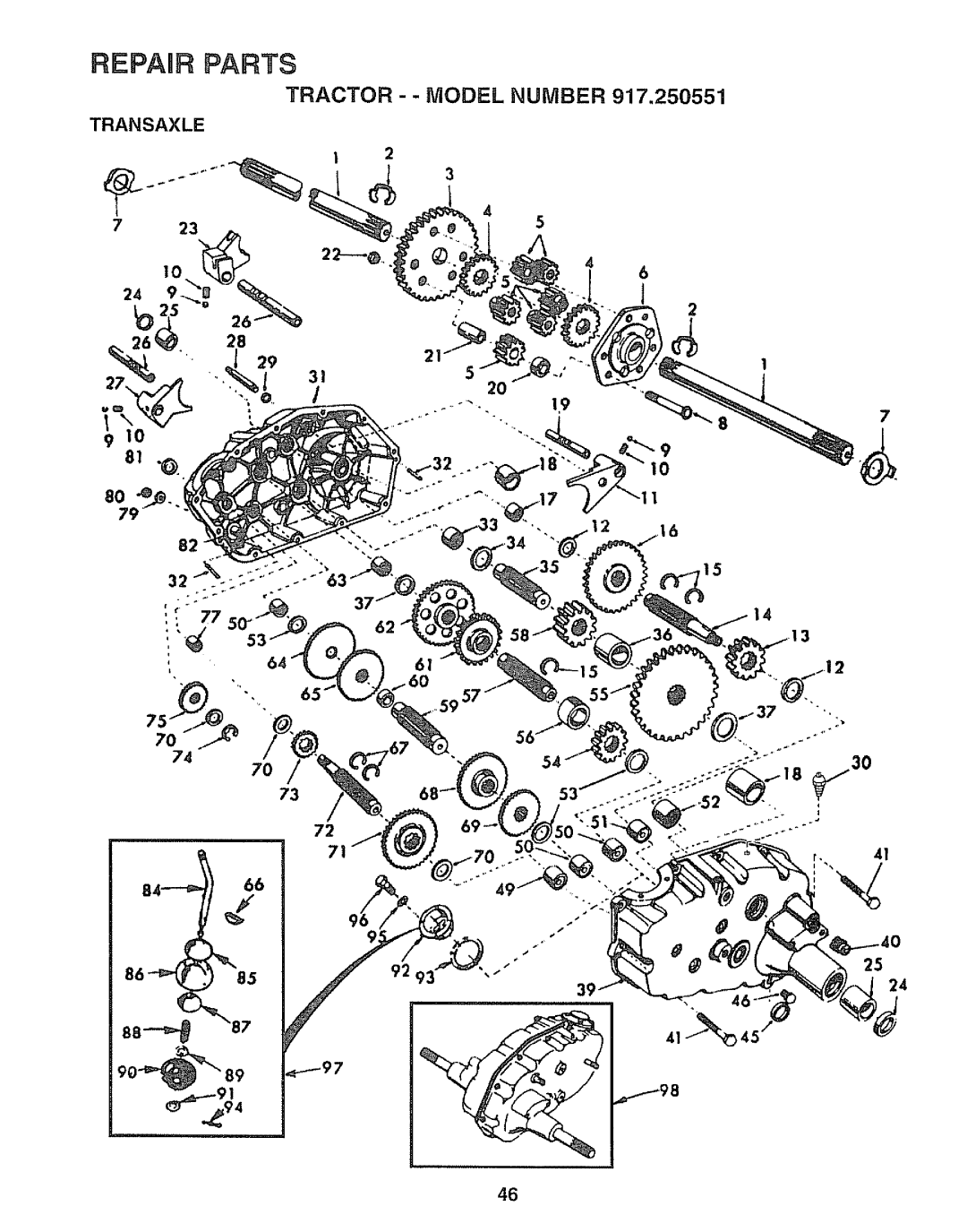 Sears 917.250551 manual Transaxle 