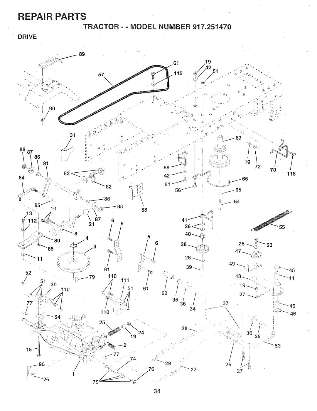 Sears 917.25147 owner manual Tractor - Model Number, Drive 