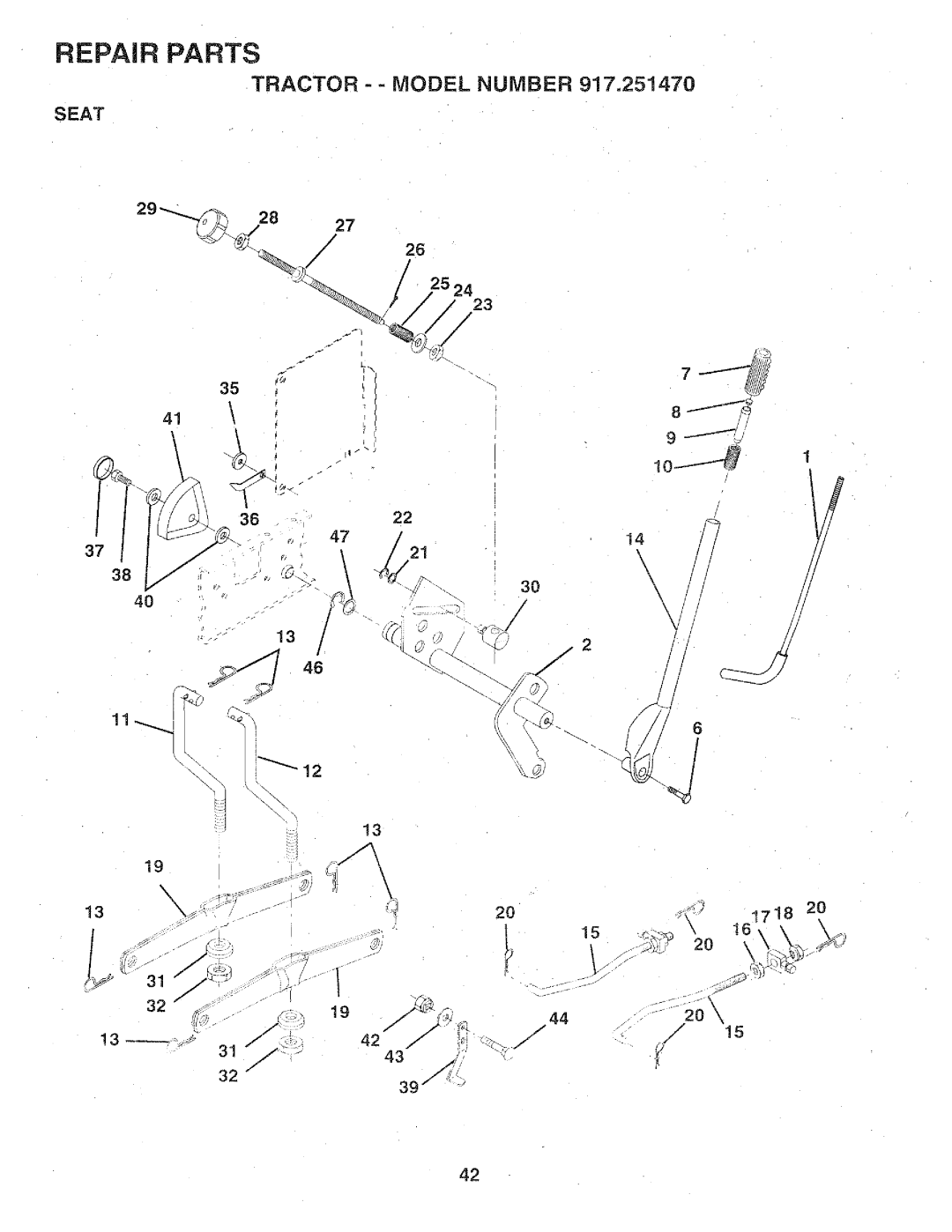 Sears 917.25147 owner manual Seat, 3622 