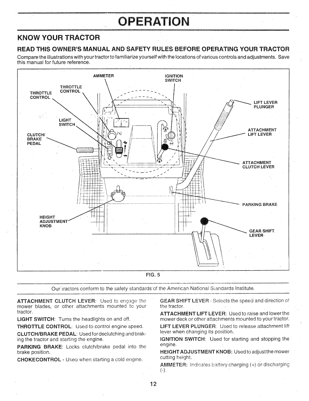 Sears 917.25147 owner manual Know Your Tractor, Operation 