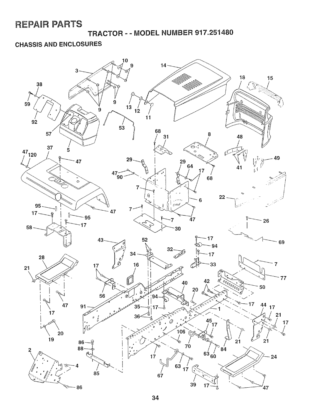 Sears 917.25148 manual Repair Parts 