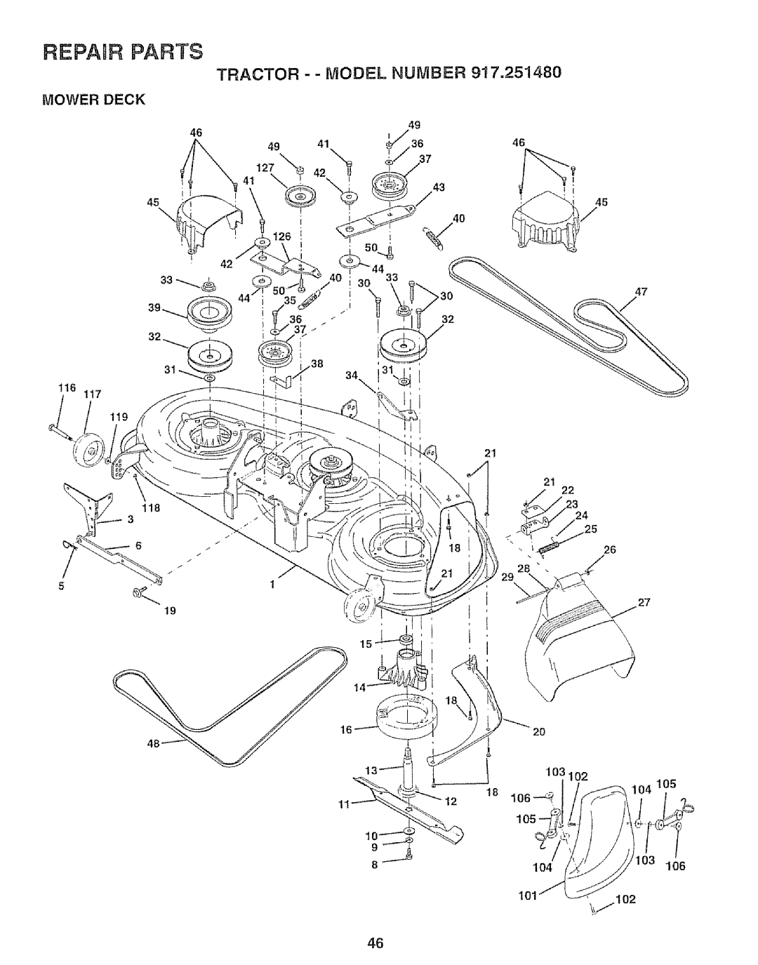 Sears 917.25148 manual REPAnFPARTS 