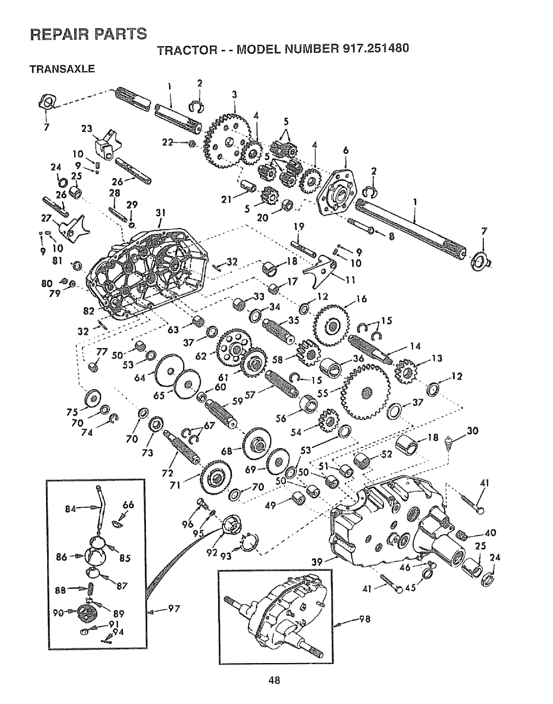 Sears 917.25148 manual Repar Parts 