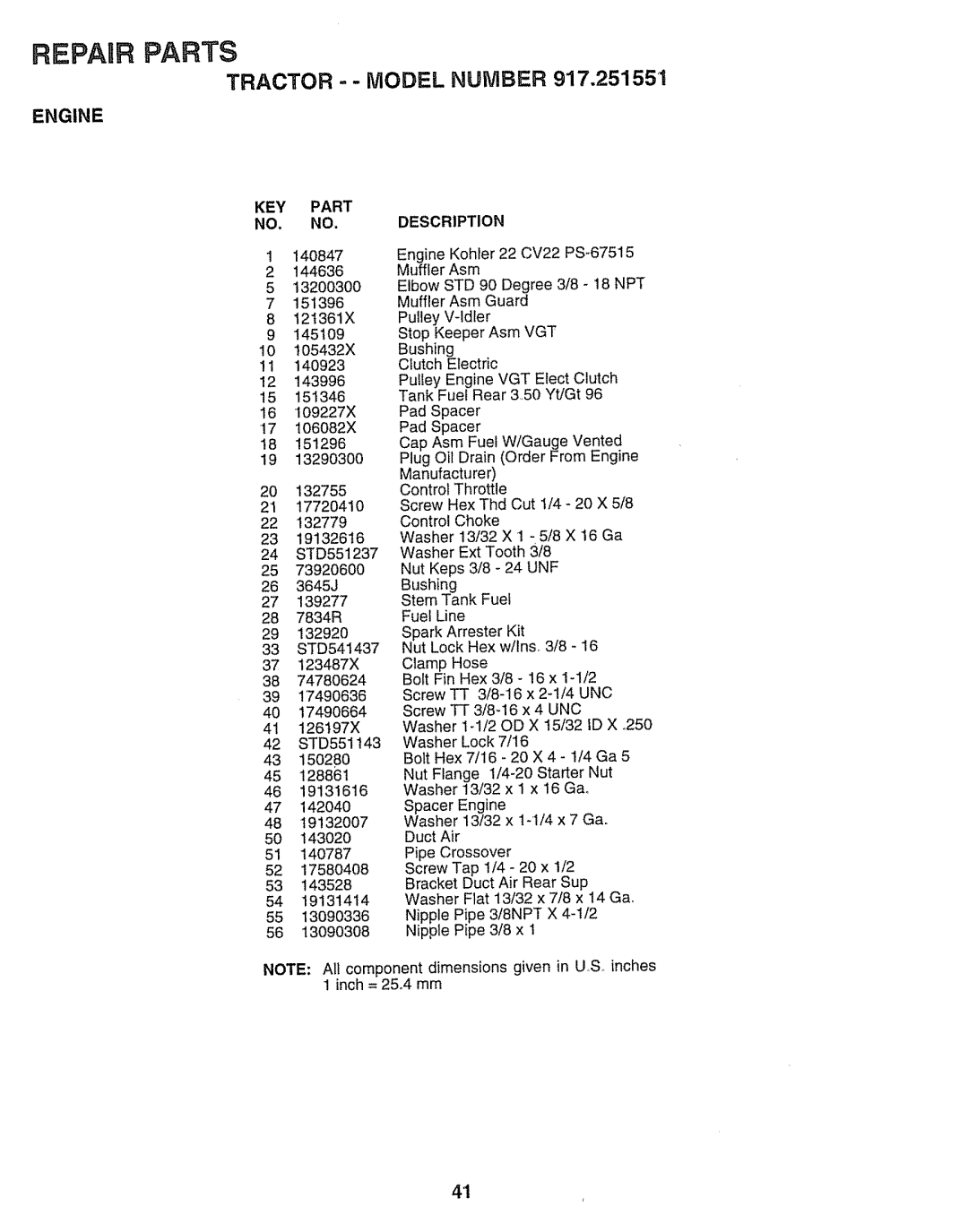 Sears 917.251551 manual KEY Part, NO. no 