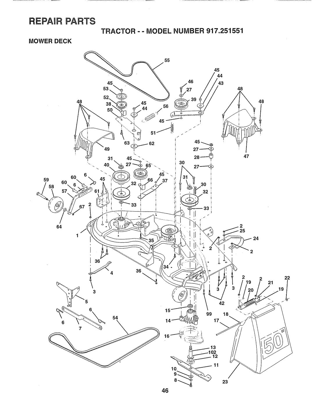 Sears 917.251551 manual Mower Deck, 222 